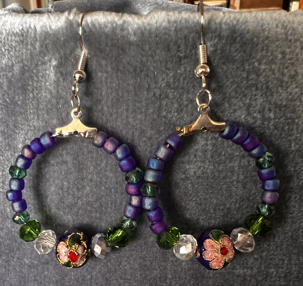 925 Sterling Silver & Cloisonne Earrings