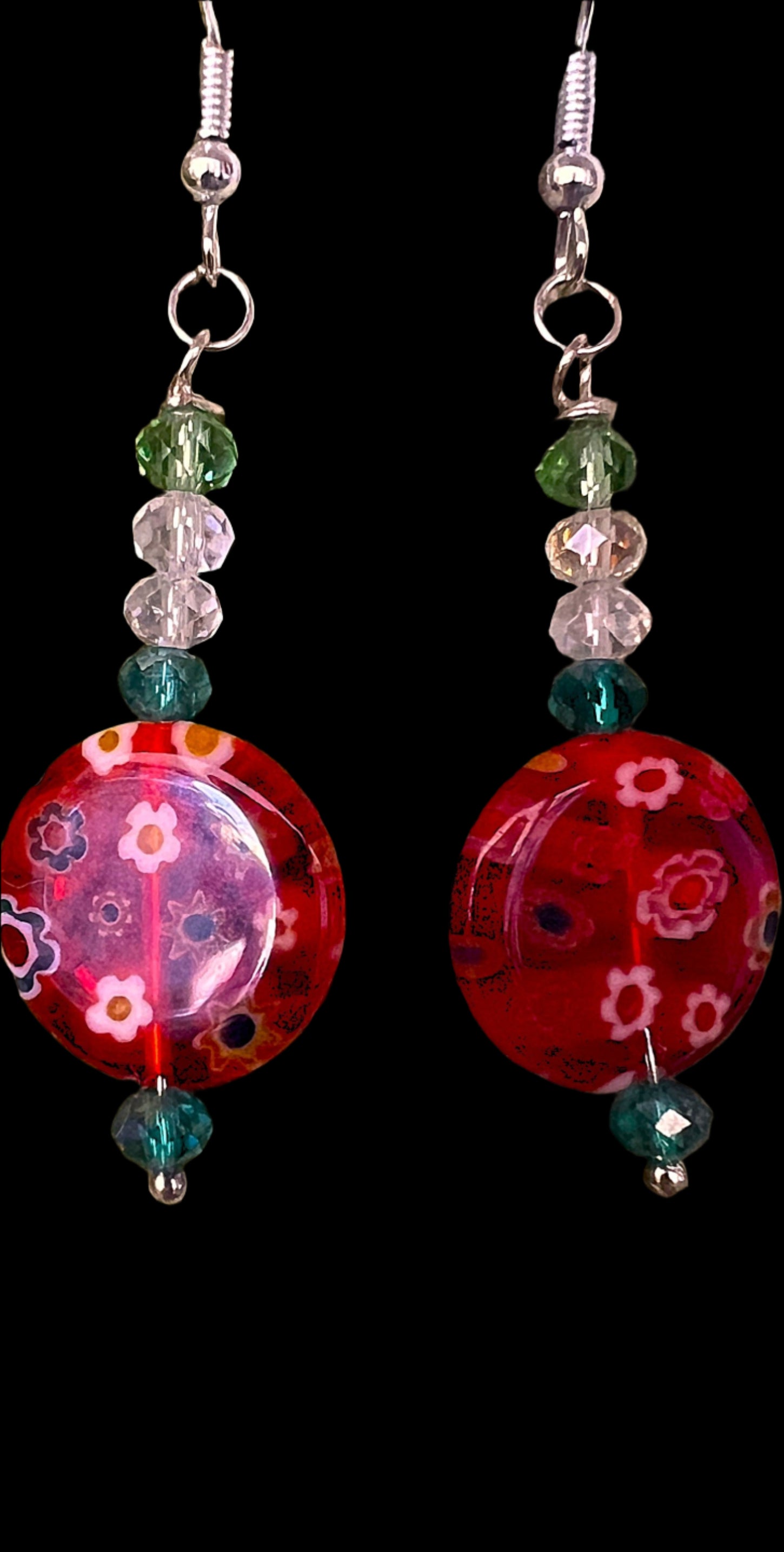 925 Sterling Silver & Millefiori Bead Earrings