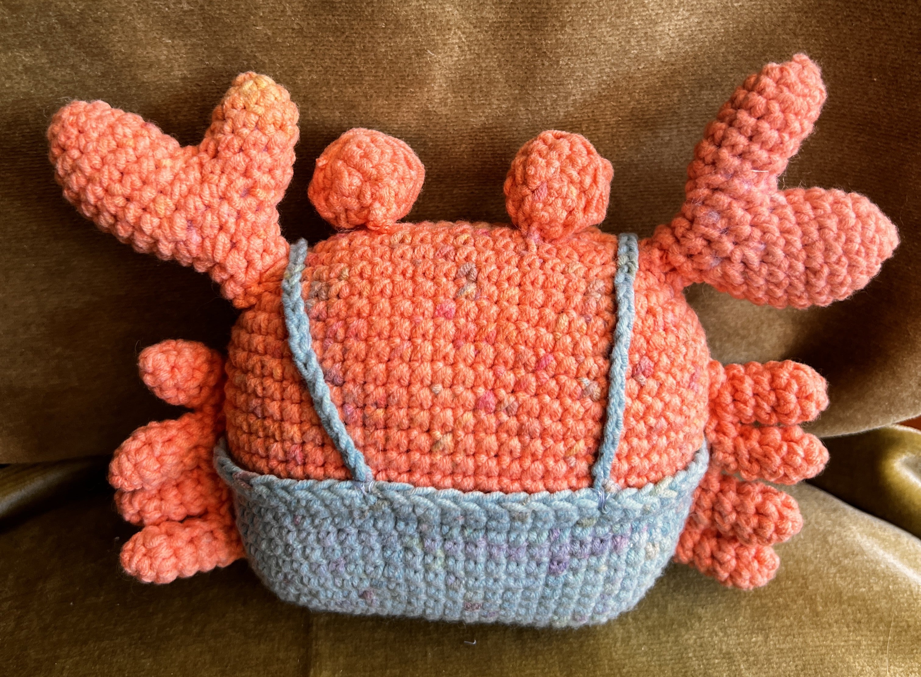 Handcrafted crochet crab kids toy