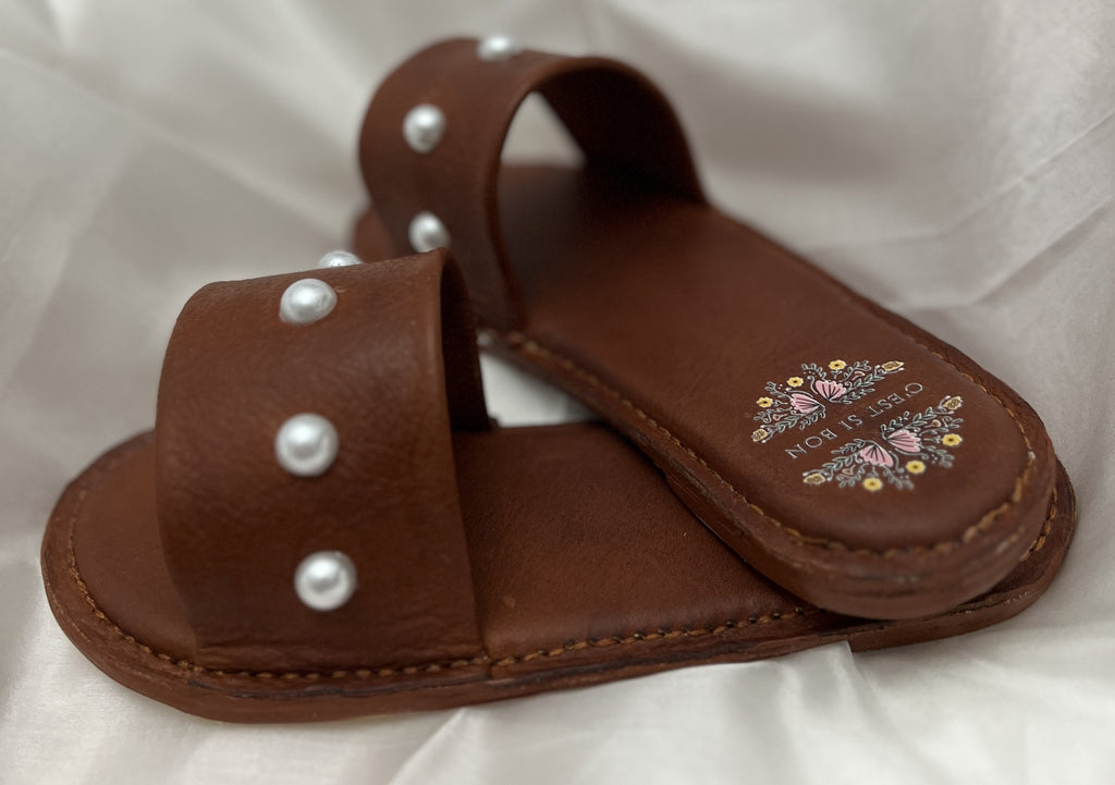 Handmade Ladies Leather Slides