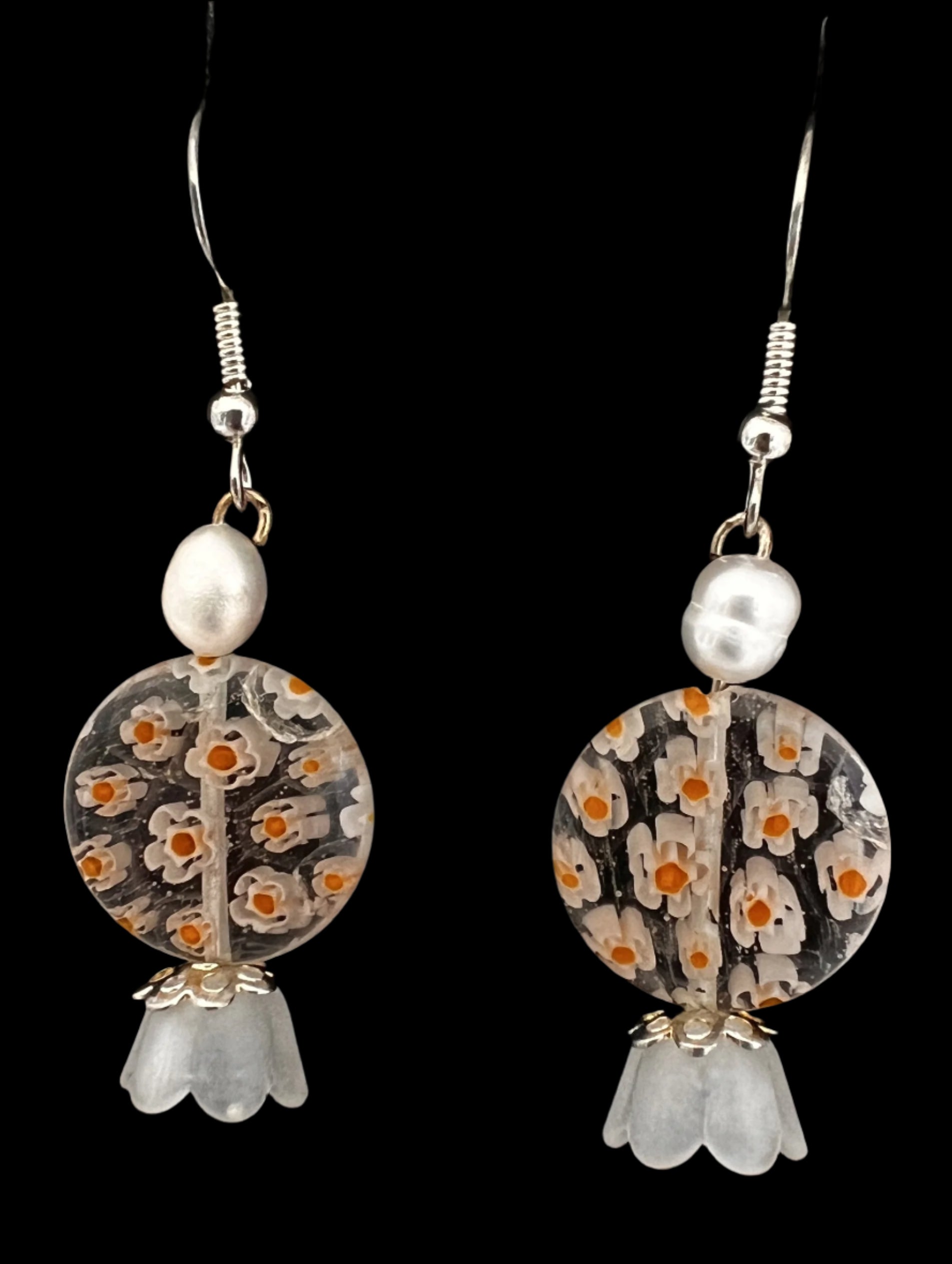 925 Sterling Silver Millefiori Earrings
