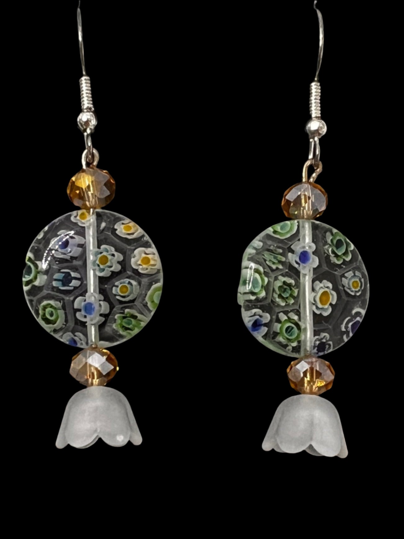 925 Sterling Silver & Millefiori Earrings