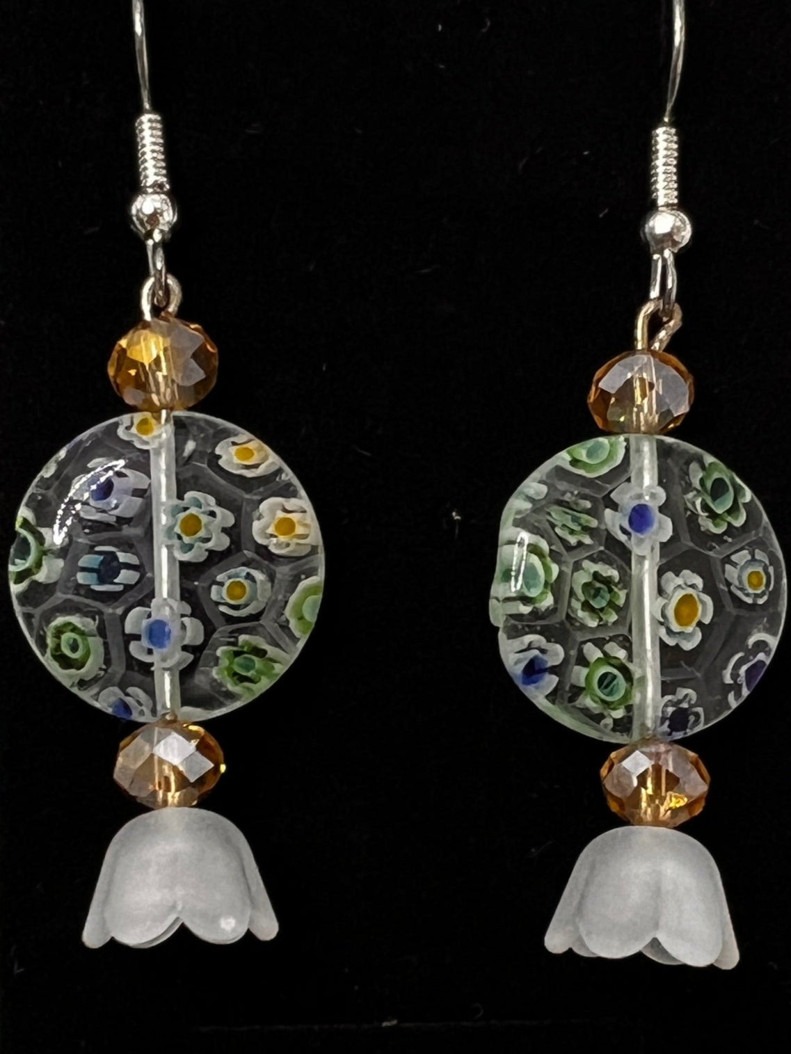 925 Sterling Silver & Millefiori Earrings