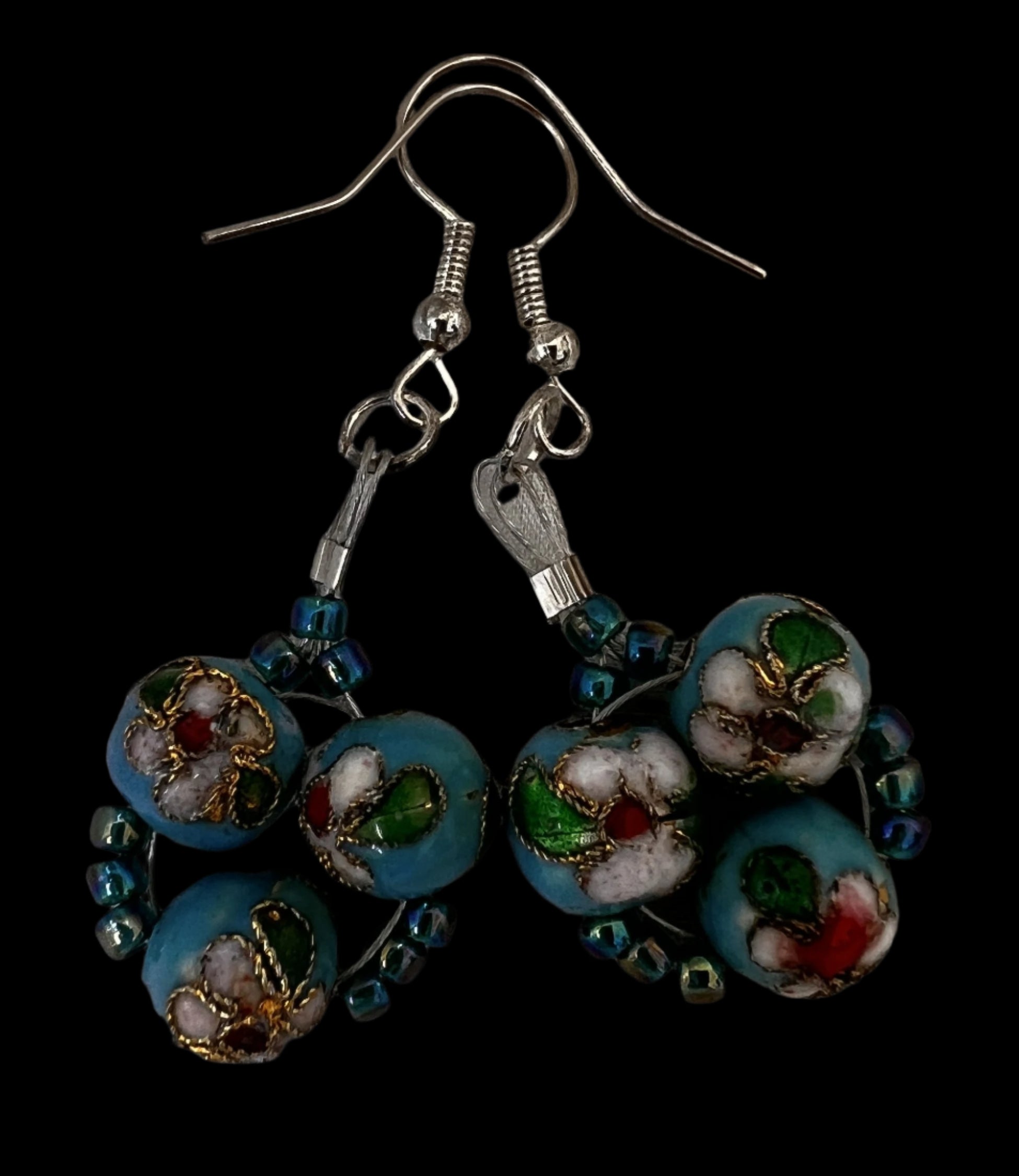 Handcrafted Cloisonne and Silver earrings
