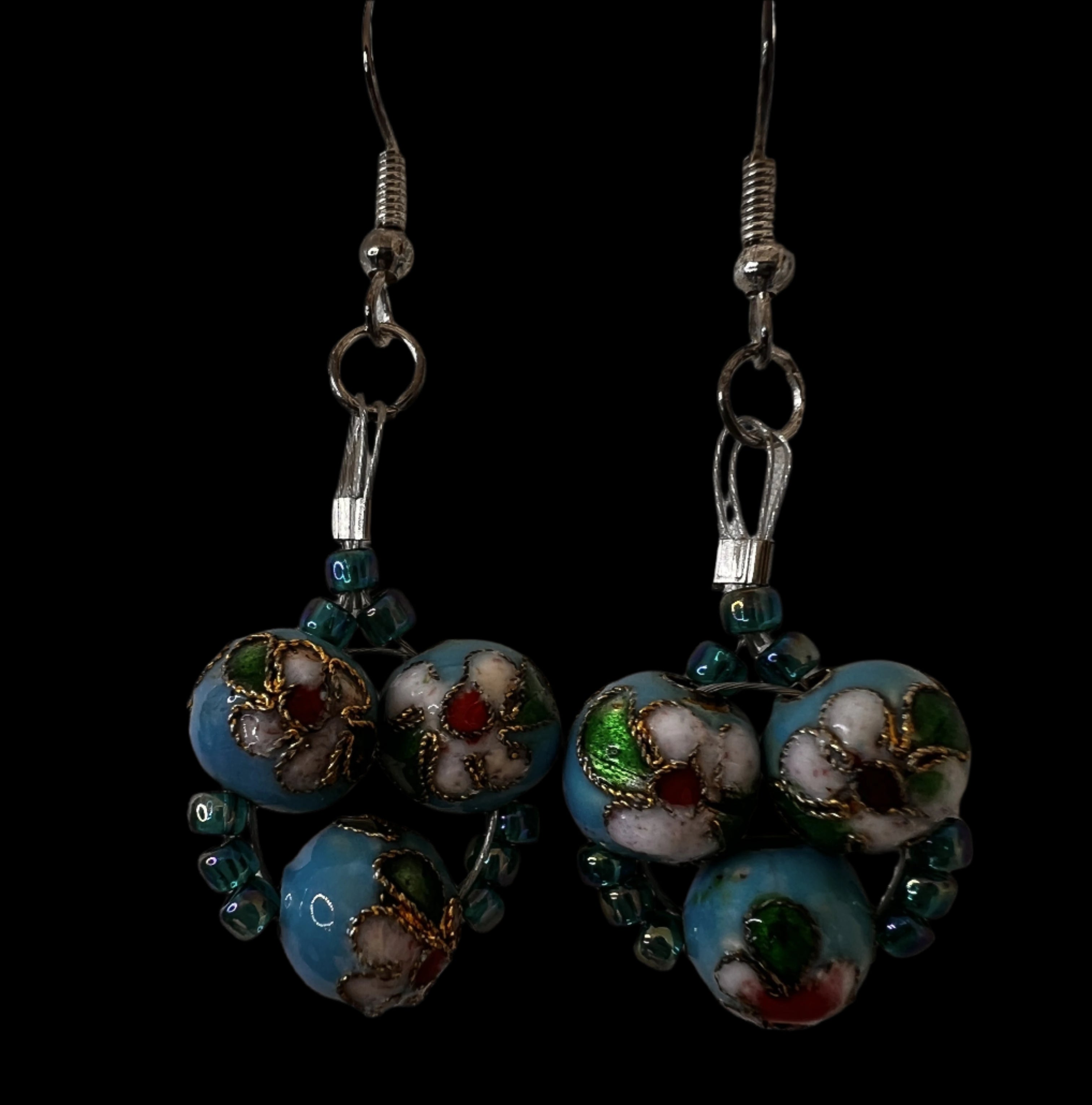 Handcrafted Cloisonne and Silver earrings