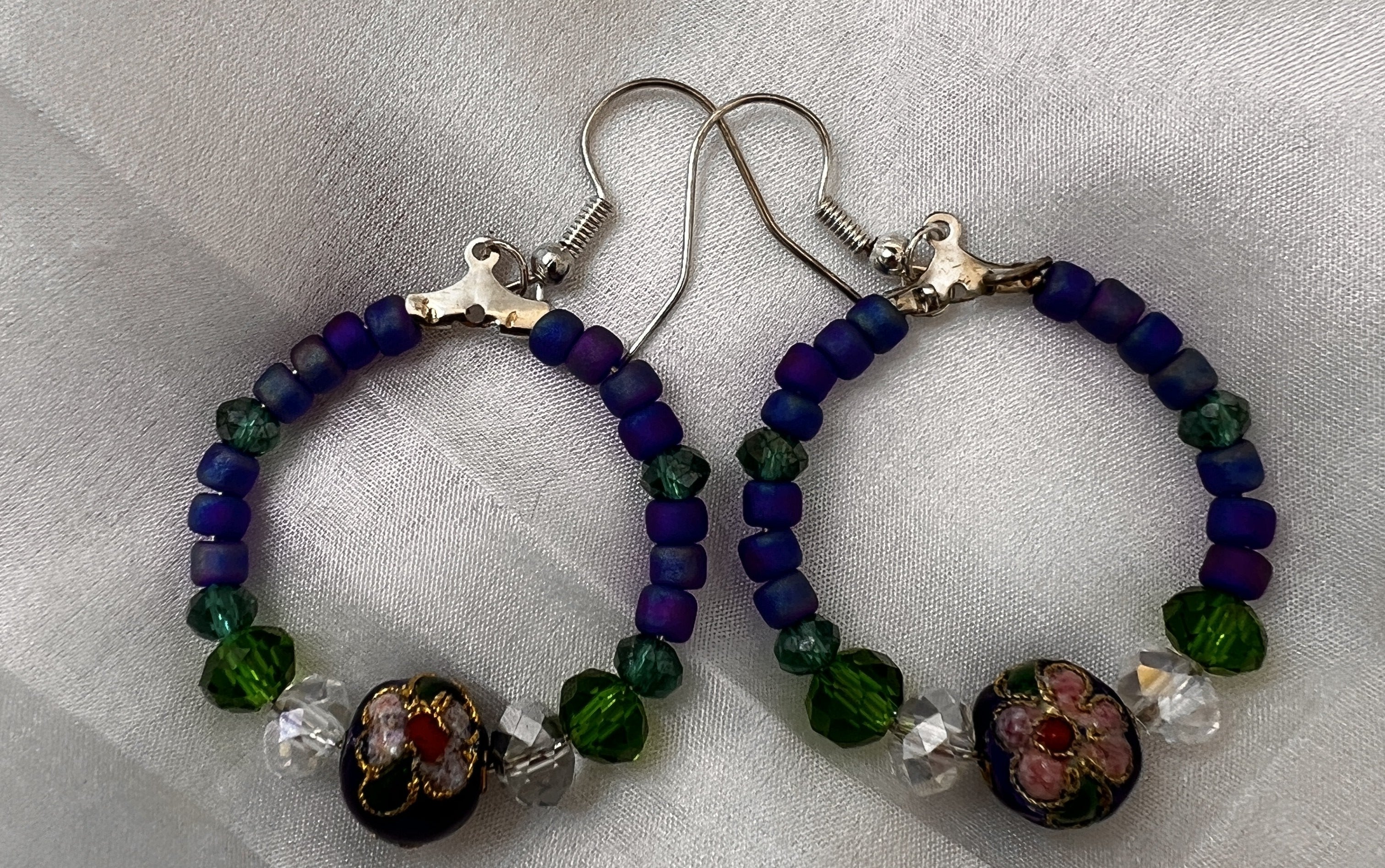 925 Sterling Silver & Cloisonne Earrings